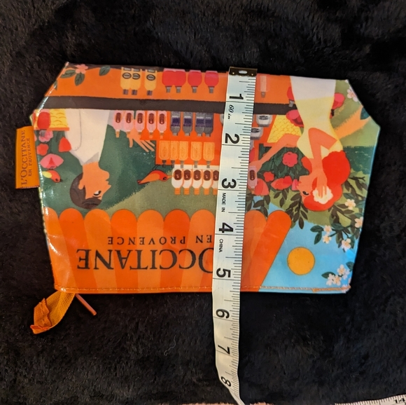 L’Occitane Orange French Graphic Print Cosmetic/Makeup Bag New - Picture 6 of 8